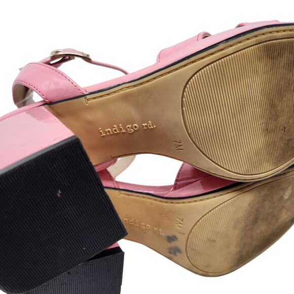 Indigo Rd. Faux Leather Block Heels Open Toe Pump Heels Baby Pink Size 7 M - Picture 10 of 12